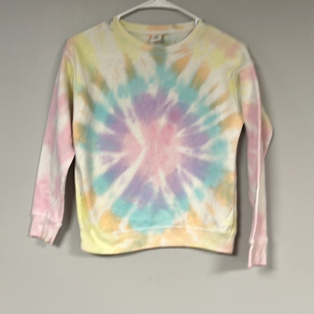 Dreamsicle Kids Pastel  Multicolor Spiral Tie Dye Pullover Sweatshirt,  L